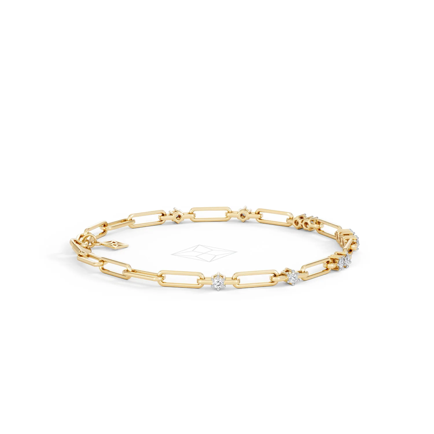 Paperclip 0.75ct Lab Diamond Link Bracelet in 18K Yellow Gold - Image 31