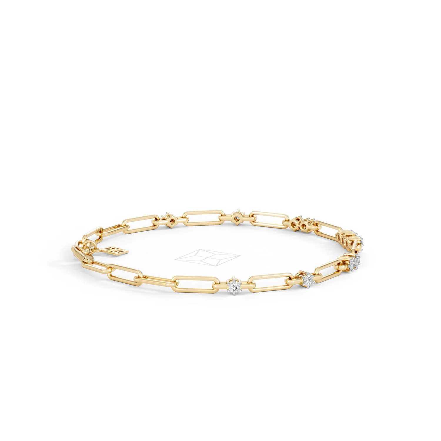 Paperclip 0.75ct Lab Diamond Link Bracelet in 18K Yellow Gold - Image 32