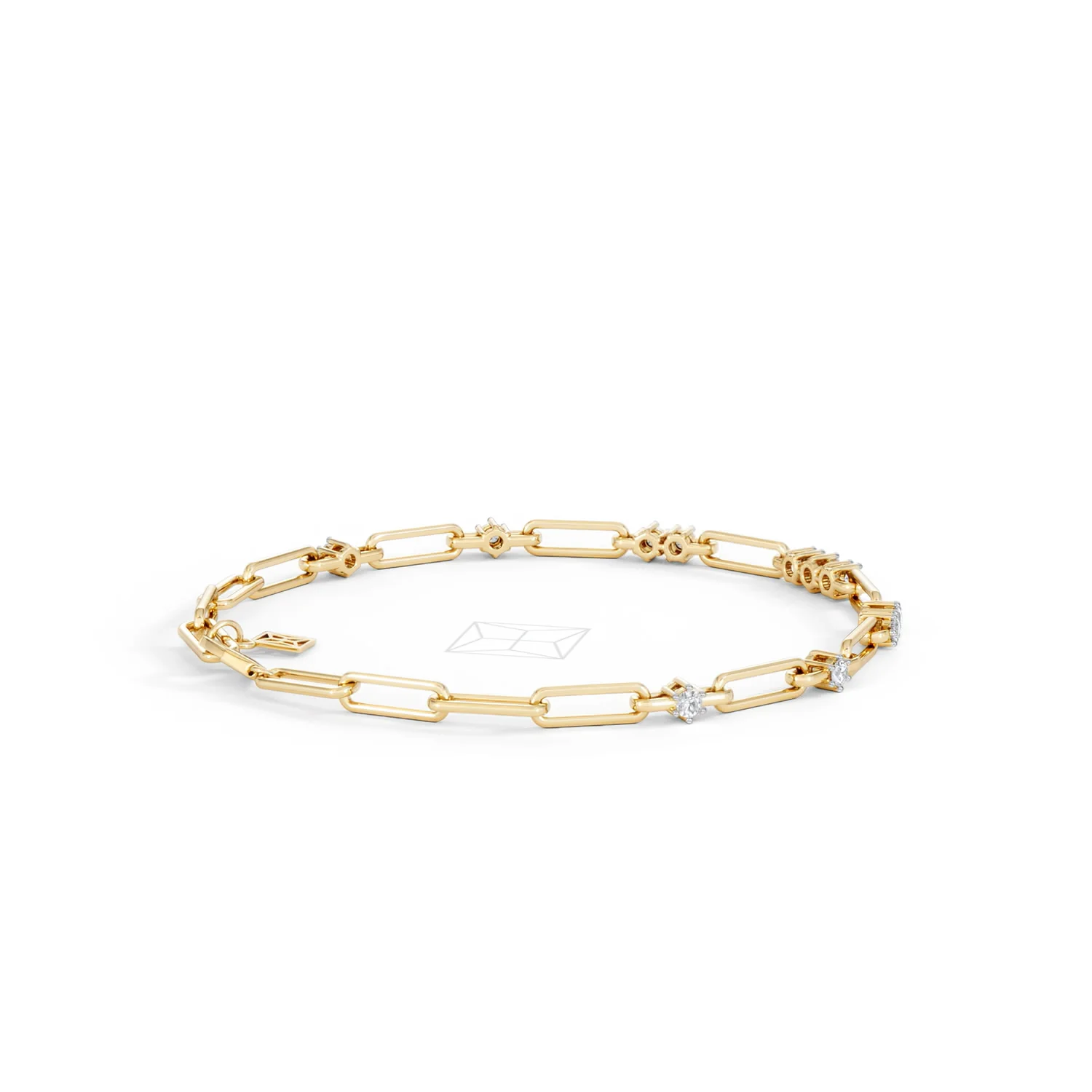 Paperclip 0.75ct Lab Diamond Link Bracelet in 18K Yellow Gold - Image 36