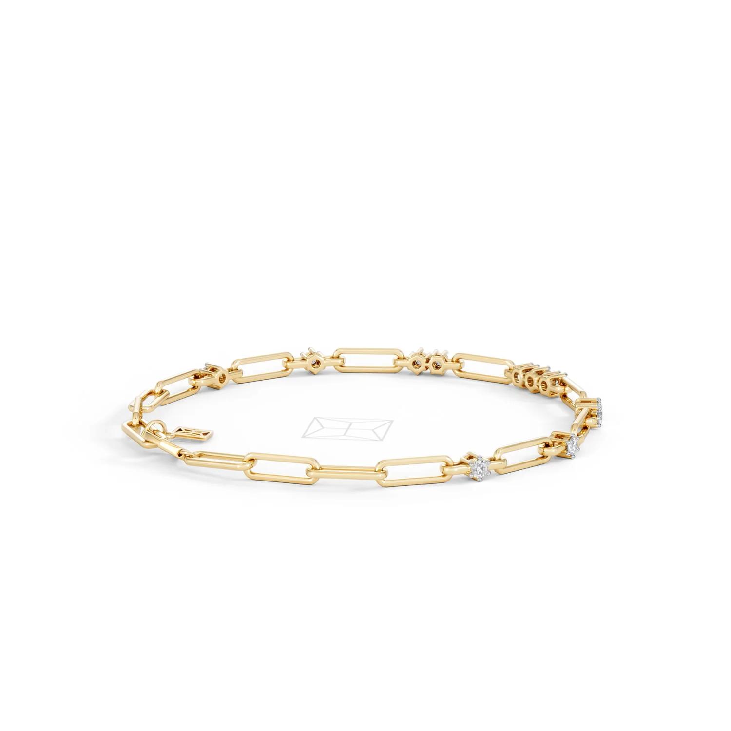 Paperclip 0.75ct Lab Diamond Link Bracelet in 18K Yellow Gold - Image 37