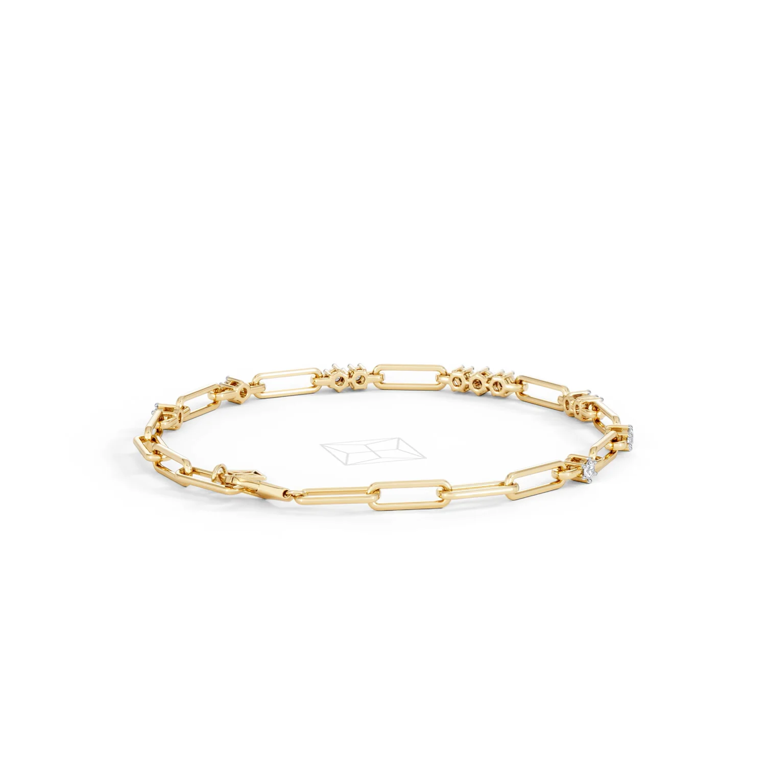 Paperclip 0.75ct Lab Diamond Link Bracelet in 18K Yellow Gold - Image 43