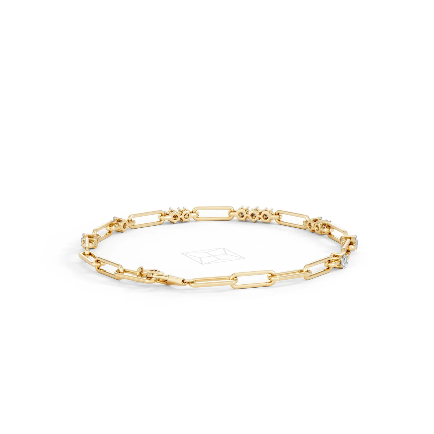 Paperclip 0.75ct Lab Diamond Link Bracelet in 18K Yellow Gold - Image 45