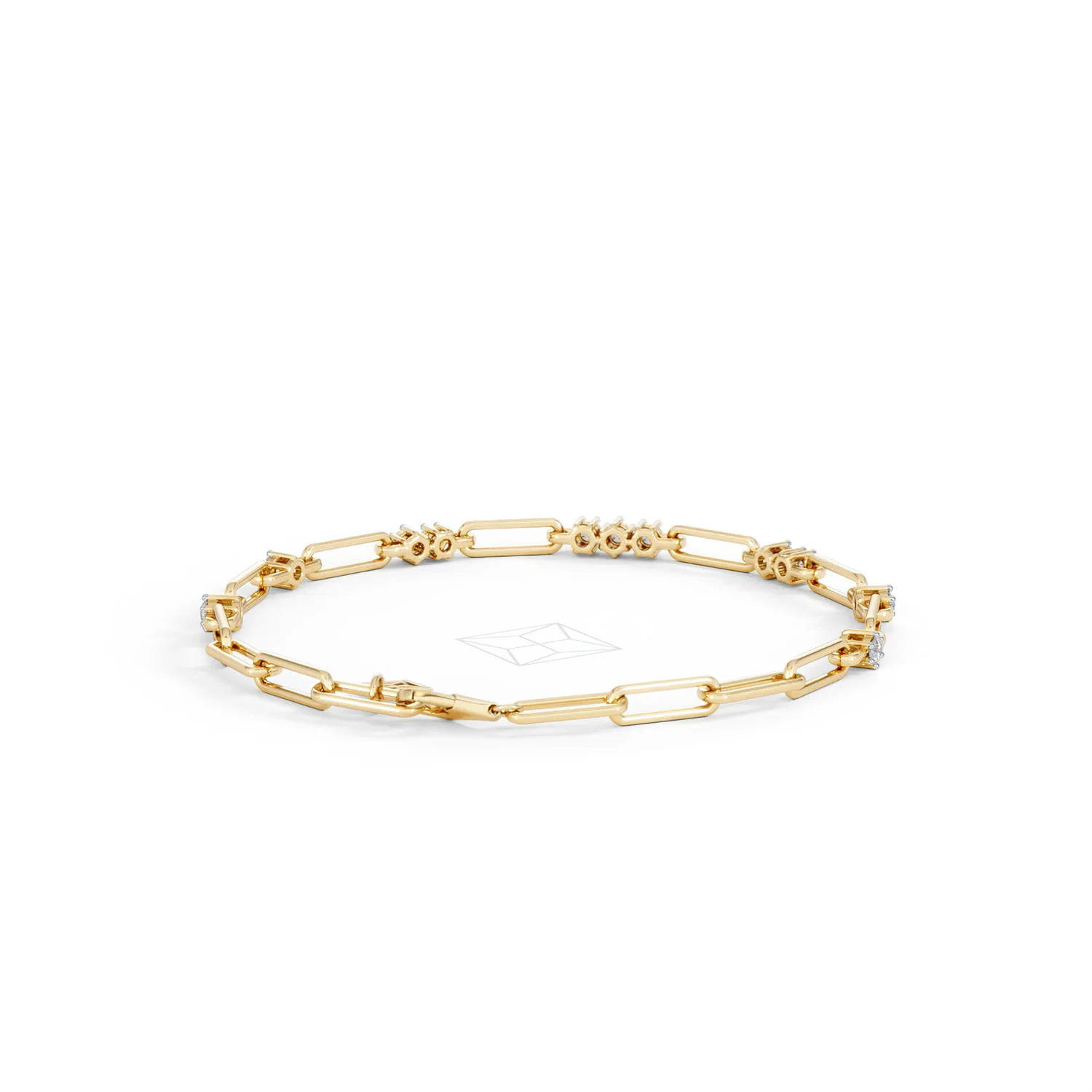 Paperclip 0.75ct Lab Diamond Link Bracelet in 18K Yellow Gold - Image 46
