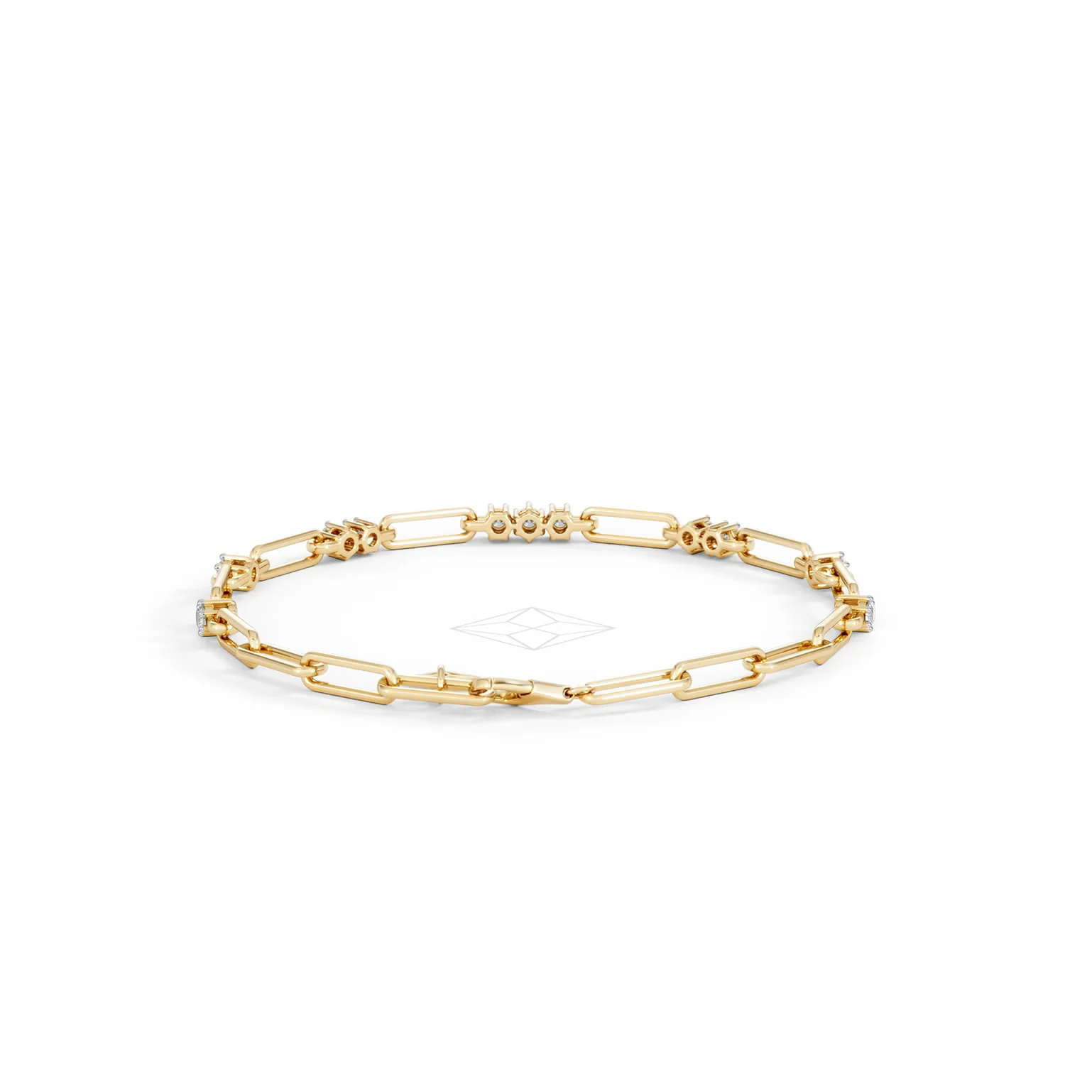 Paperclip 0.75ct Lab Diamond Link Bracelet in 18K Yellow Gold - Image 49