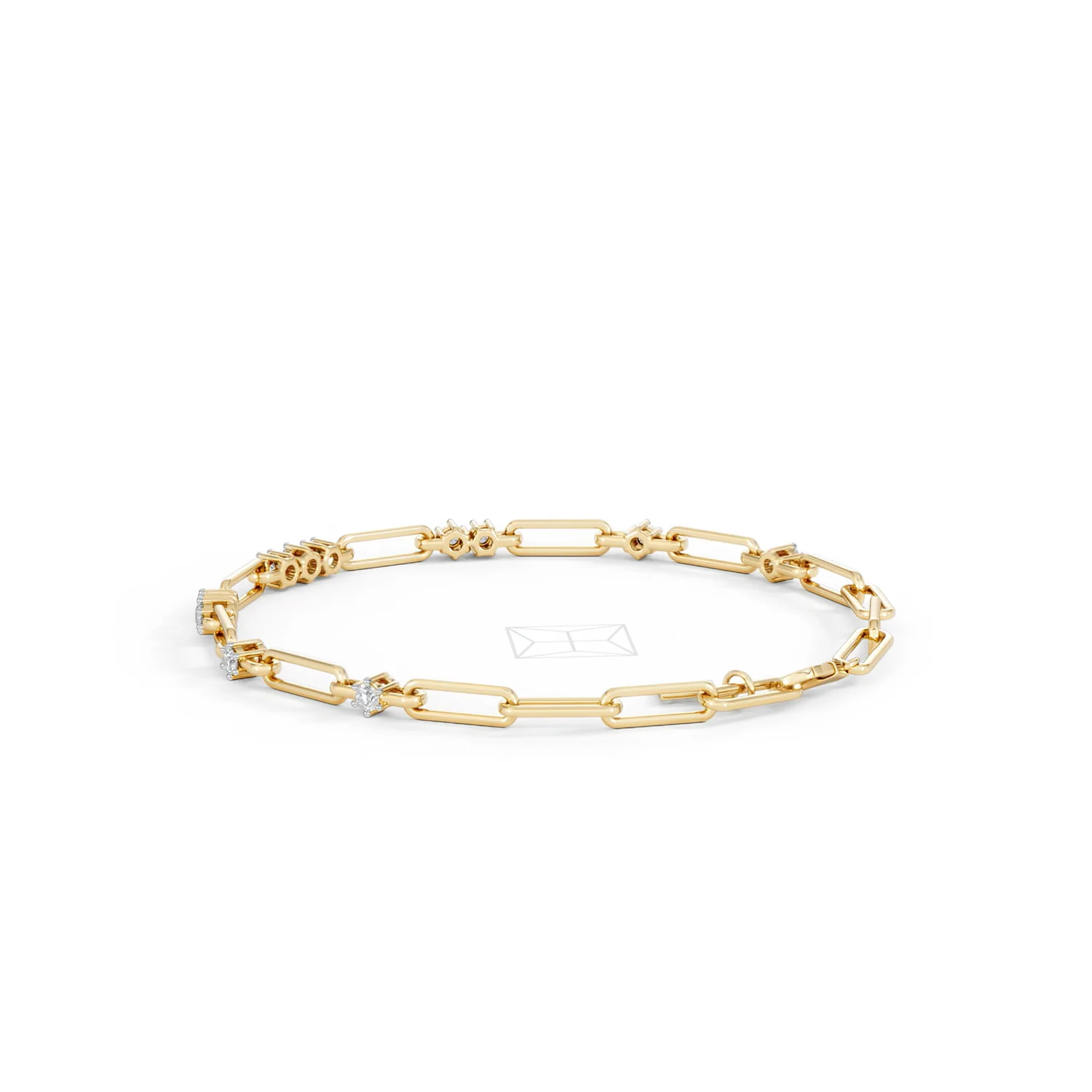 Paperclip 0.75ct Lab Diamond Link Bracelet in 18K Yellow Gold - Image 60