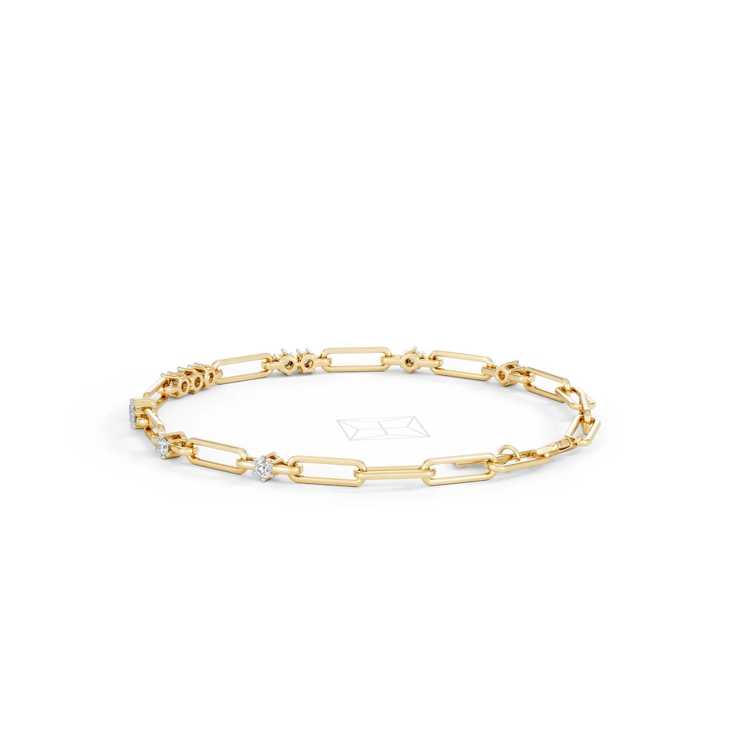 Paperclip 0.75ct Lab Diamond Link Bracelet in 18K Yellow Gold - Image 61