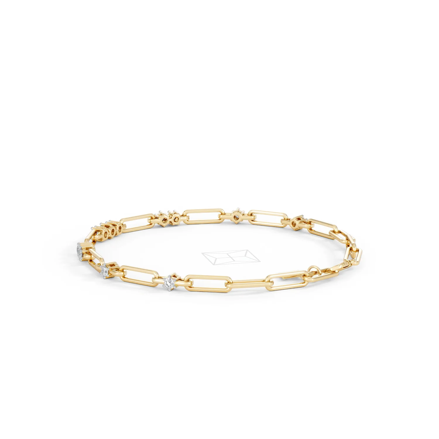 Paperclip 0.75ct Lab Diamond Link Bracelet in 18K Yellow Gold - Image 62