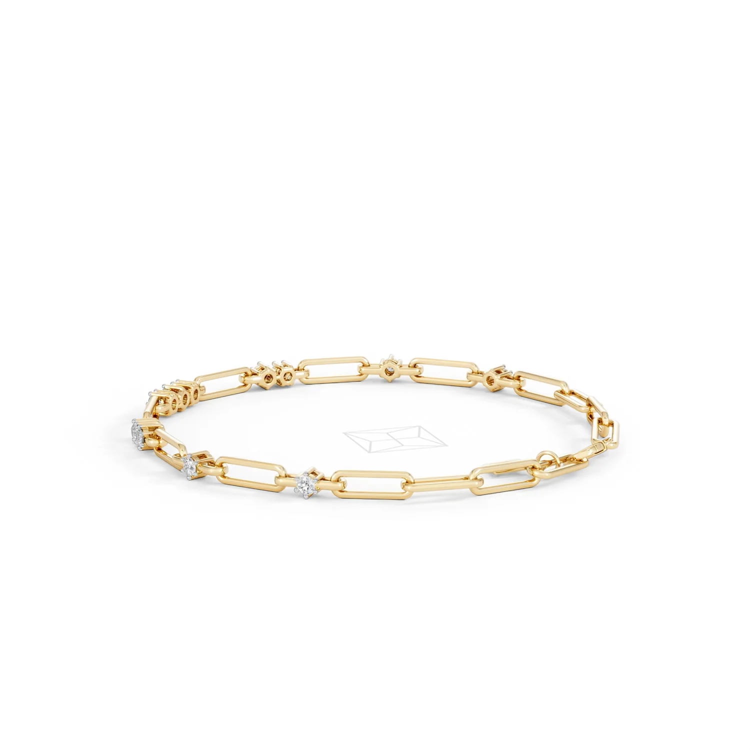 Paperclip 0.75ct Lab Diamond Link Bracelet in 18K Yellow Gold - Image 63