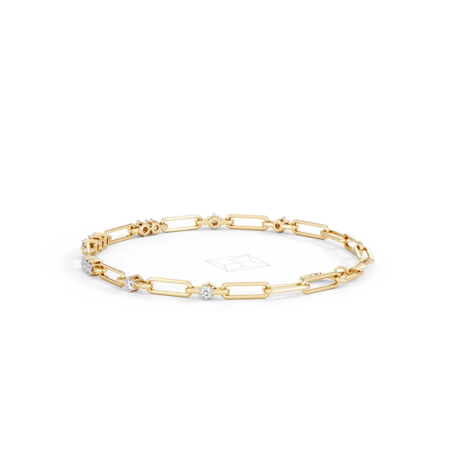Paperclip 0.75ct Lab Diamond Link Bracelet in 18K Yellow Gold - Image 65