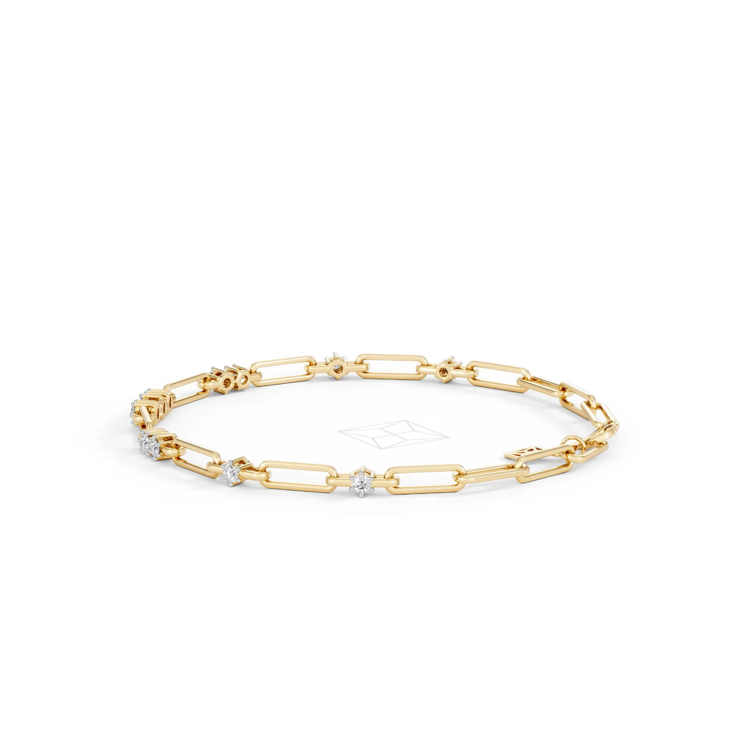 Paperclip 0.75ct Lab Diamond Link Bracelet in 18K Yellow Gold - Image 66