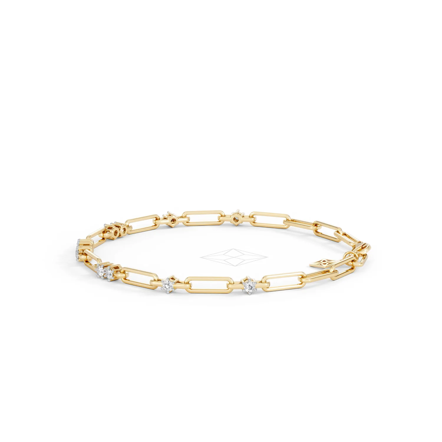 Paperclip 0.75ct Lab Diamond Link Bracelet in 18K Yellow Gold - Image 69