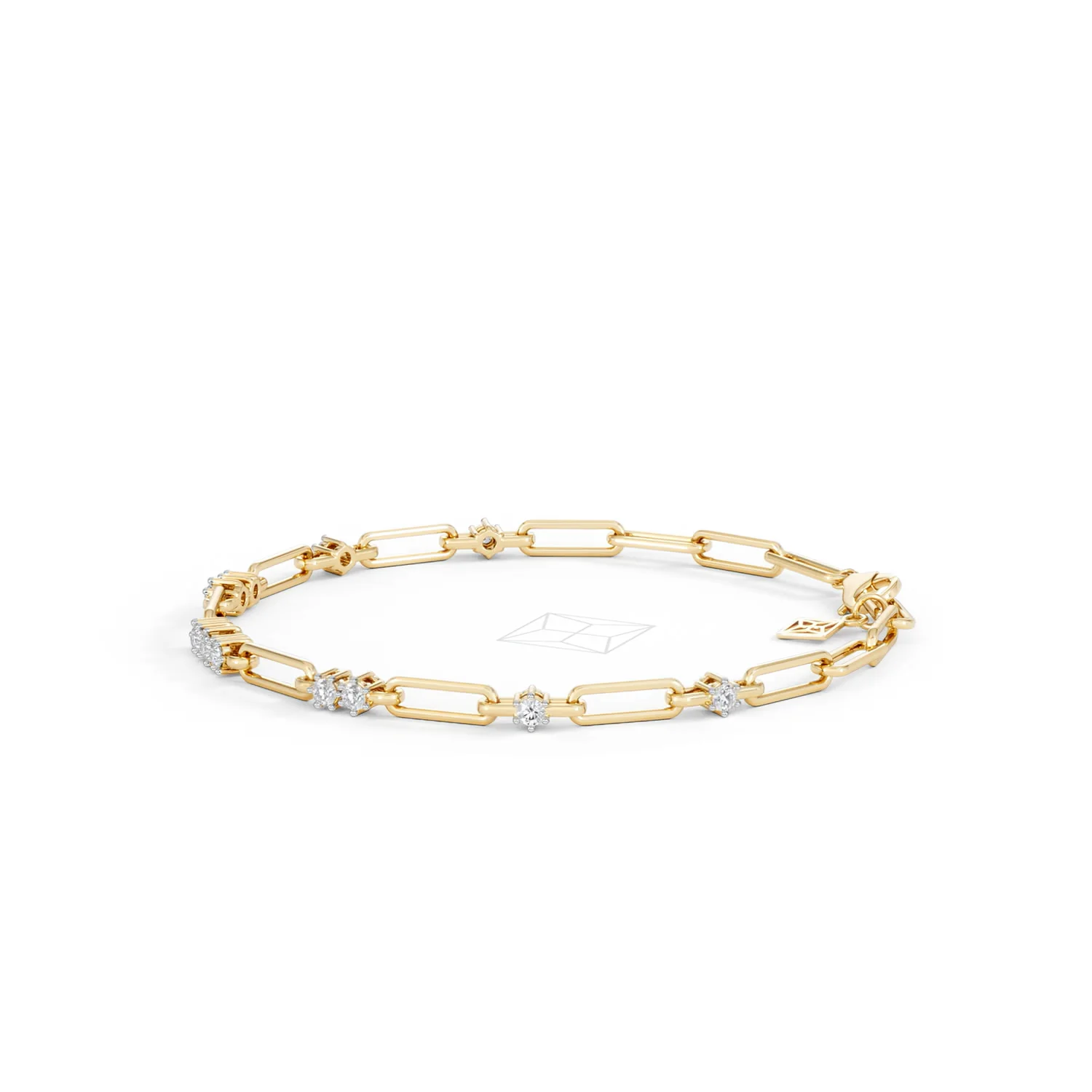 Paperclip 0.75ct Lab Diamond Link Bracelet in 18K Yellow Gold - Image 73