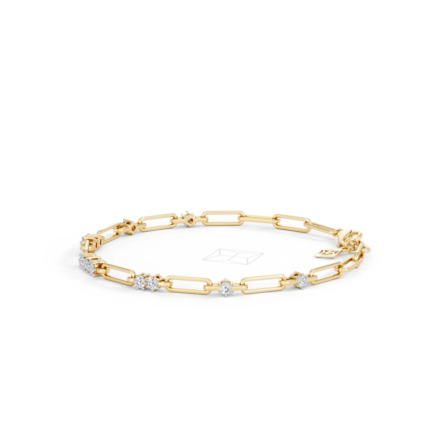 Paperclip 0.75ct Lab Diamond Link Bracelet in 18K Yellow Gold - Image 74