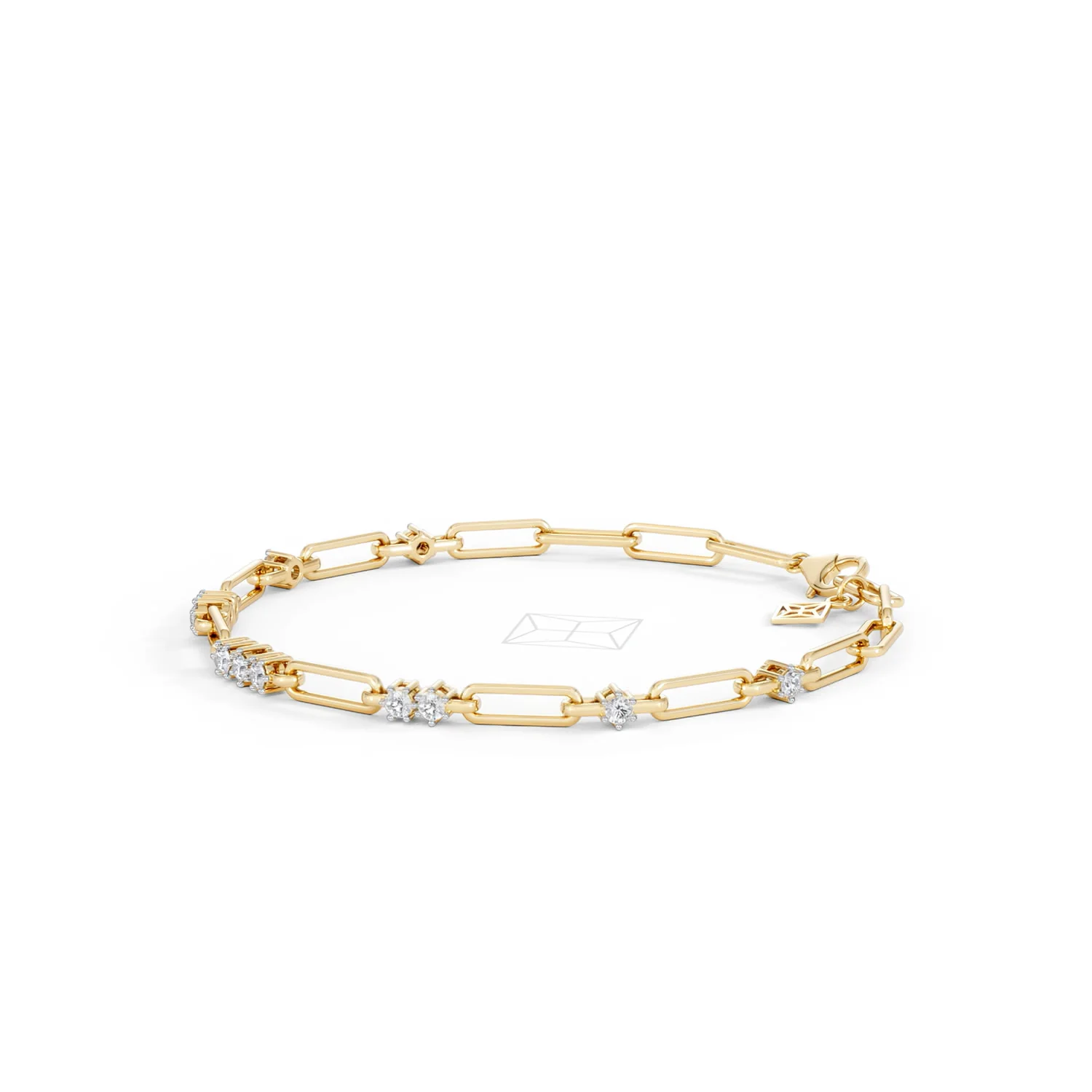 Paperclip 0.75ct Lab Diamond Link Bracelet in 18K Yellow Gold - Image 76