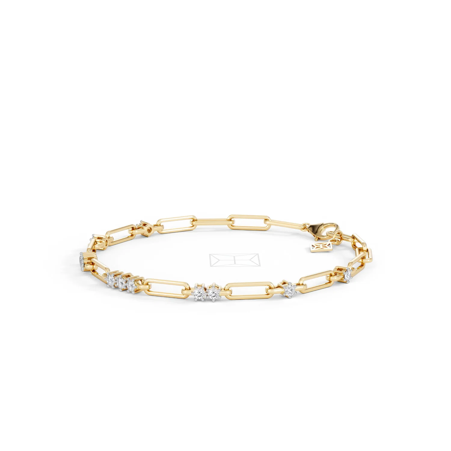 Paperclip 0.75ct Lab Diamond Link Bracelet in 18K Yellow Gold - Image 79