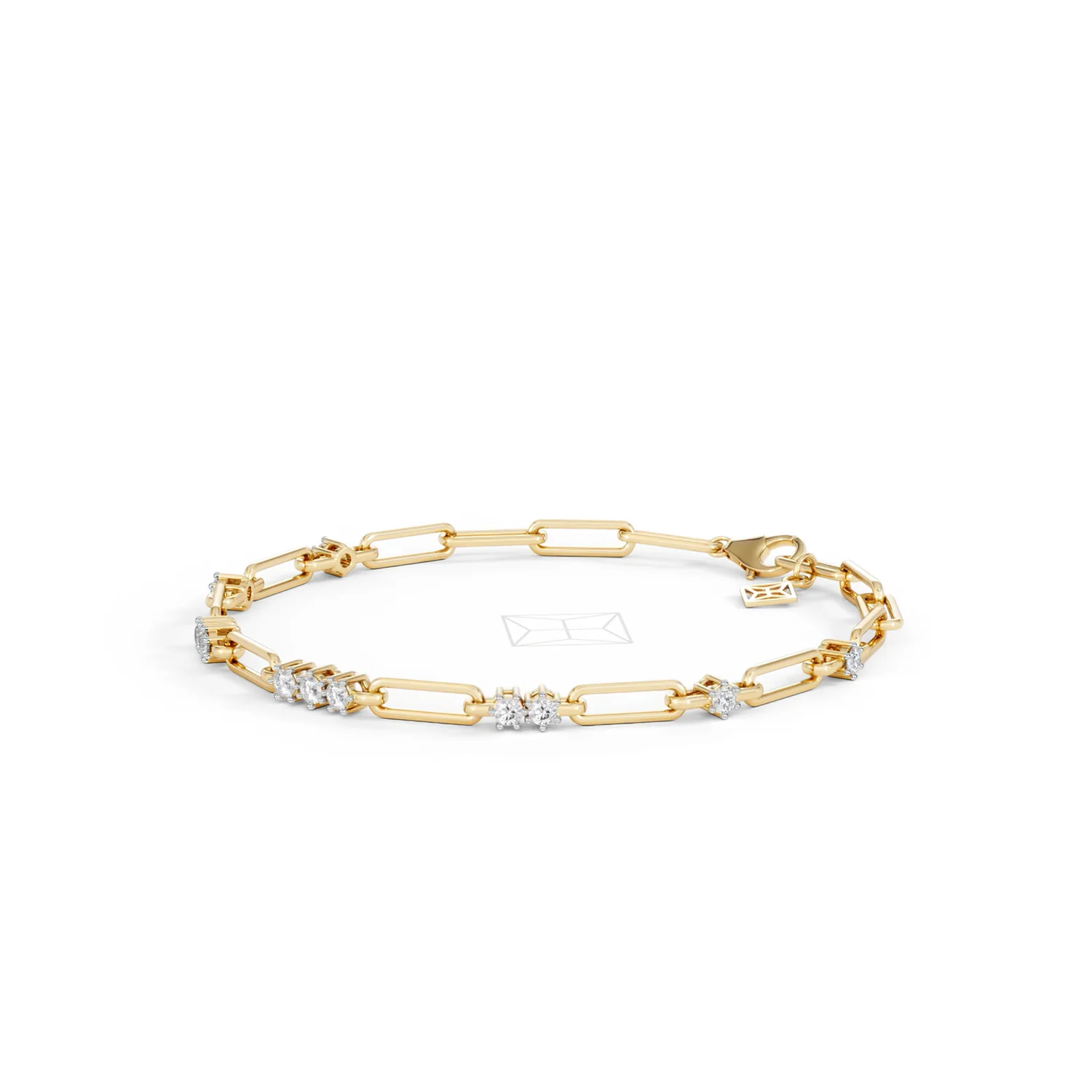 Paperclip 0.75ct Lab Diamond Link Bracelet in 18K Yellow Gold - Image 80