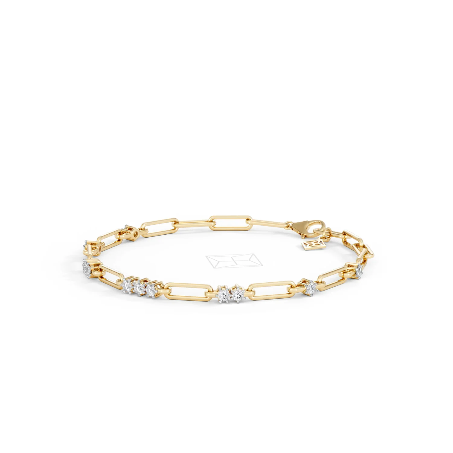 Paperclip 0.75ct Lab Diamond Link Bracelet in 18K Yellow Gold - Image 81