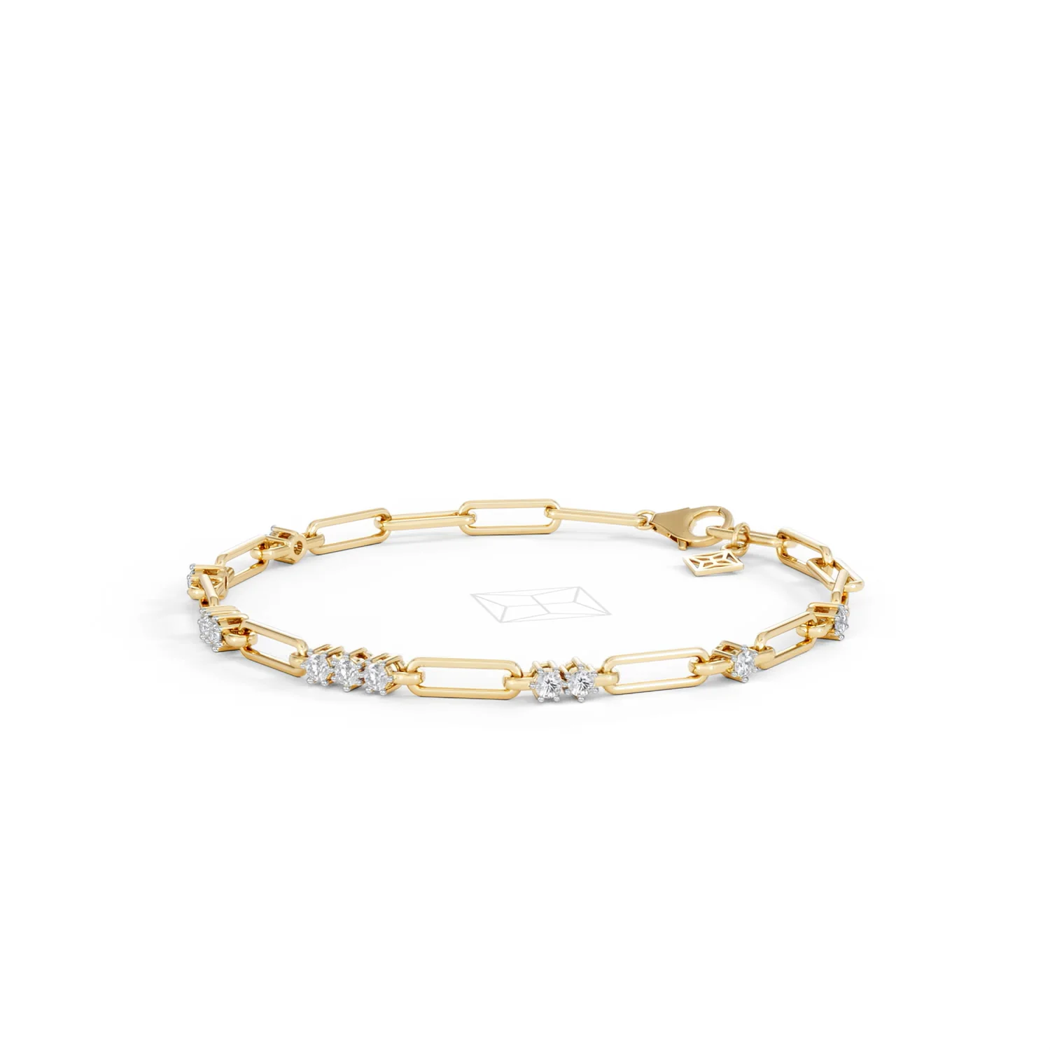 Paperclip 0.75ct Lab Diamond Link Bracelet in 18K Yellow Gold - Image 82