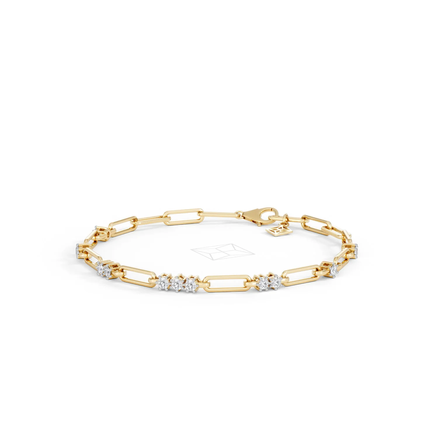 Paperclip 0.75ct Lab Diamond Link Bracelet in 18K Yellow Gold - Image 85