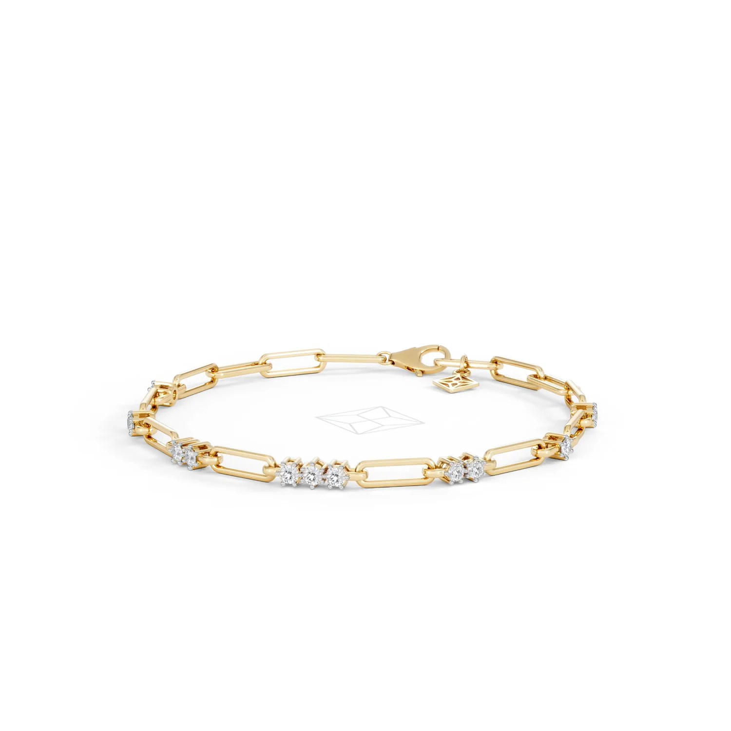 Paperclip 0.75ct Lab Diamond Link Bracelet in 18K Yellow Gold - Image 86