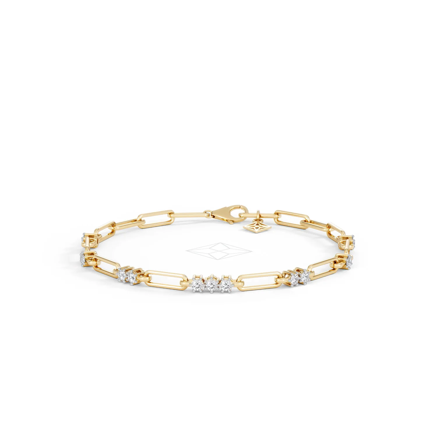 Paperclip 0.75ct Lab Diamond Link Bracelet in 18K Yellow Gold - Image 88