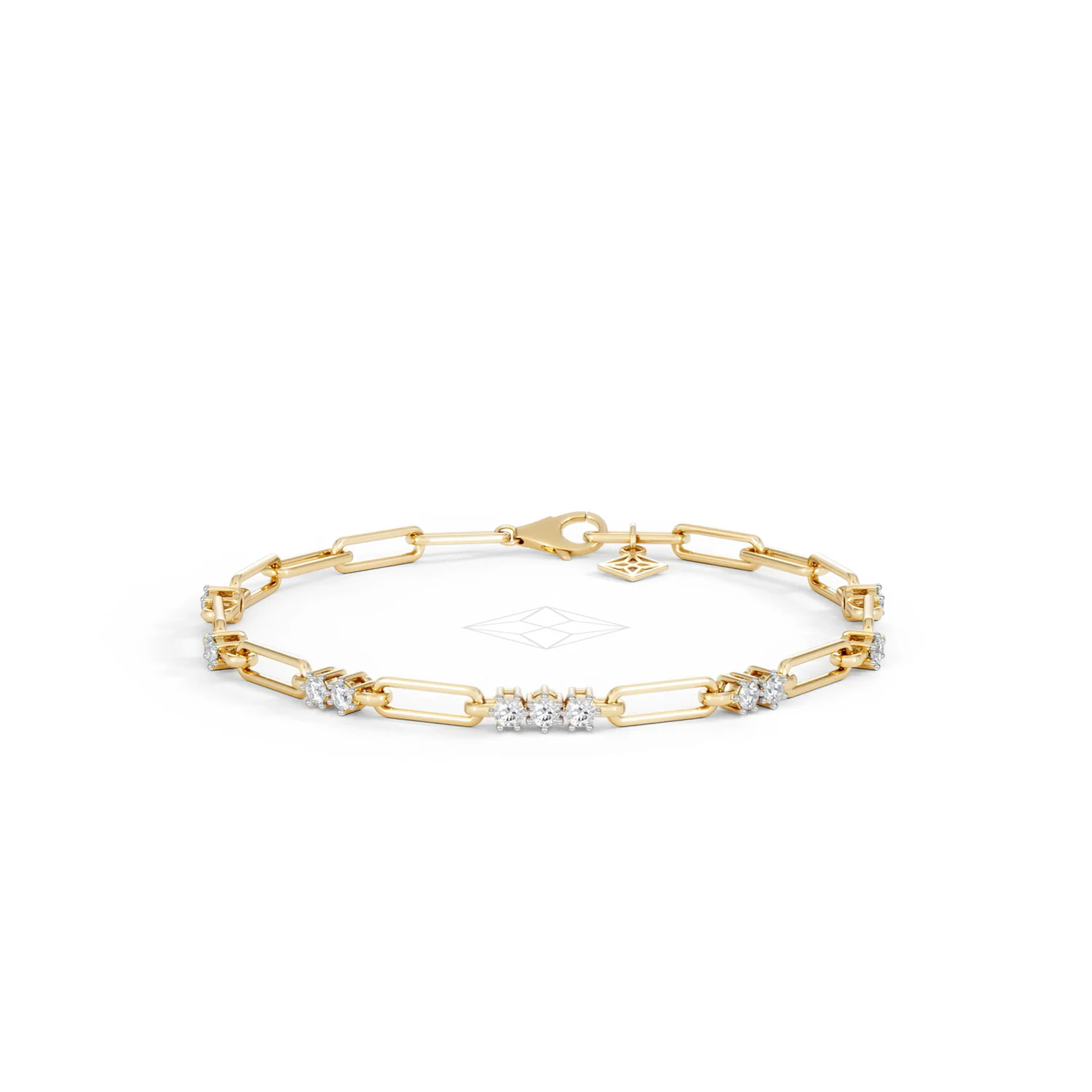 Paperclip 0.75ct Lab Diamond Link Bracelet in 18K Yellow Gold - Image 9