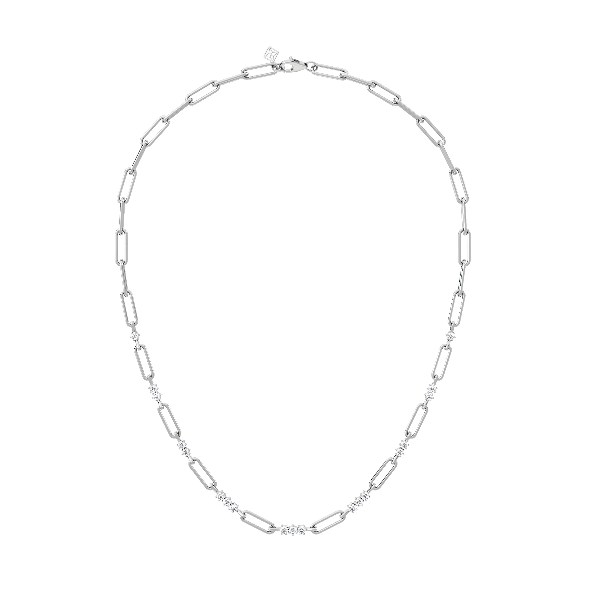 Paperclip 1.50ct Lab Diamond Link Necklace in 18K White Gold