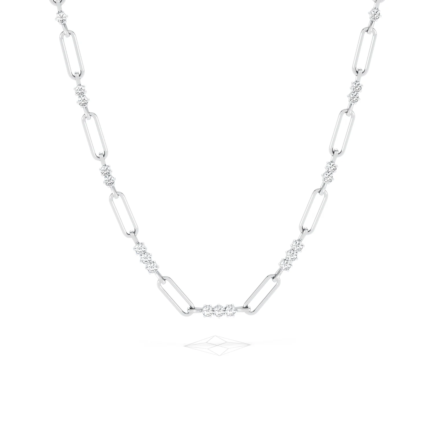 Paperclip 1.50ct Lab Diamond Link Necklace in 18K White Gold - Image 10