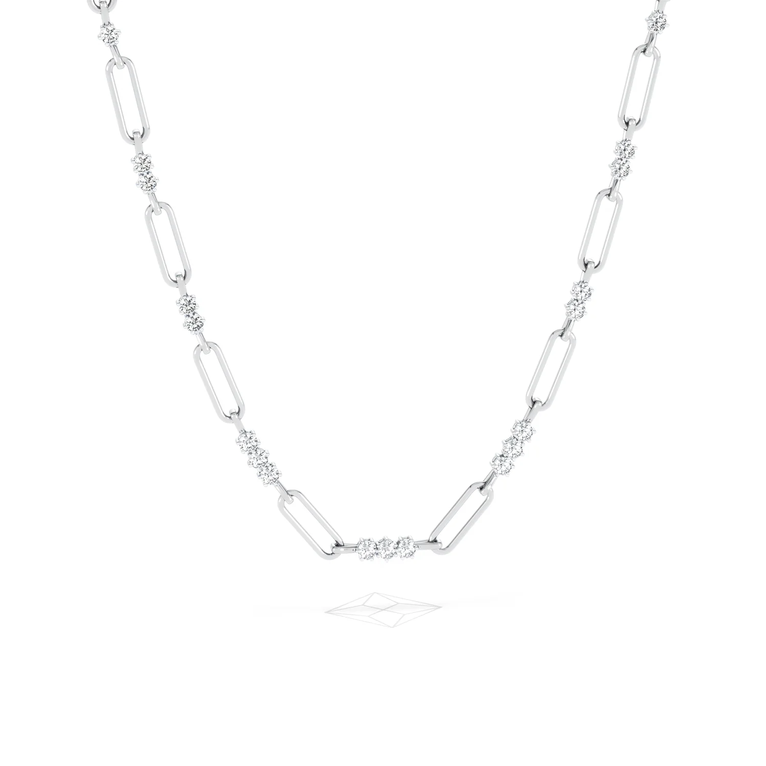 Paperclip 1.50ct Lab Diamond Link Necklace in 18K White Gold - Image 11