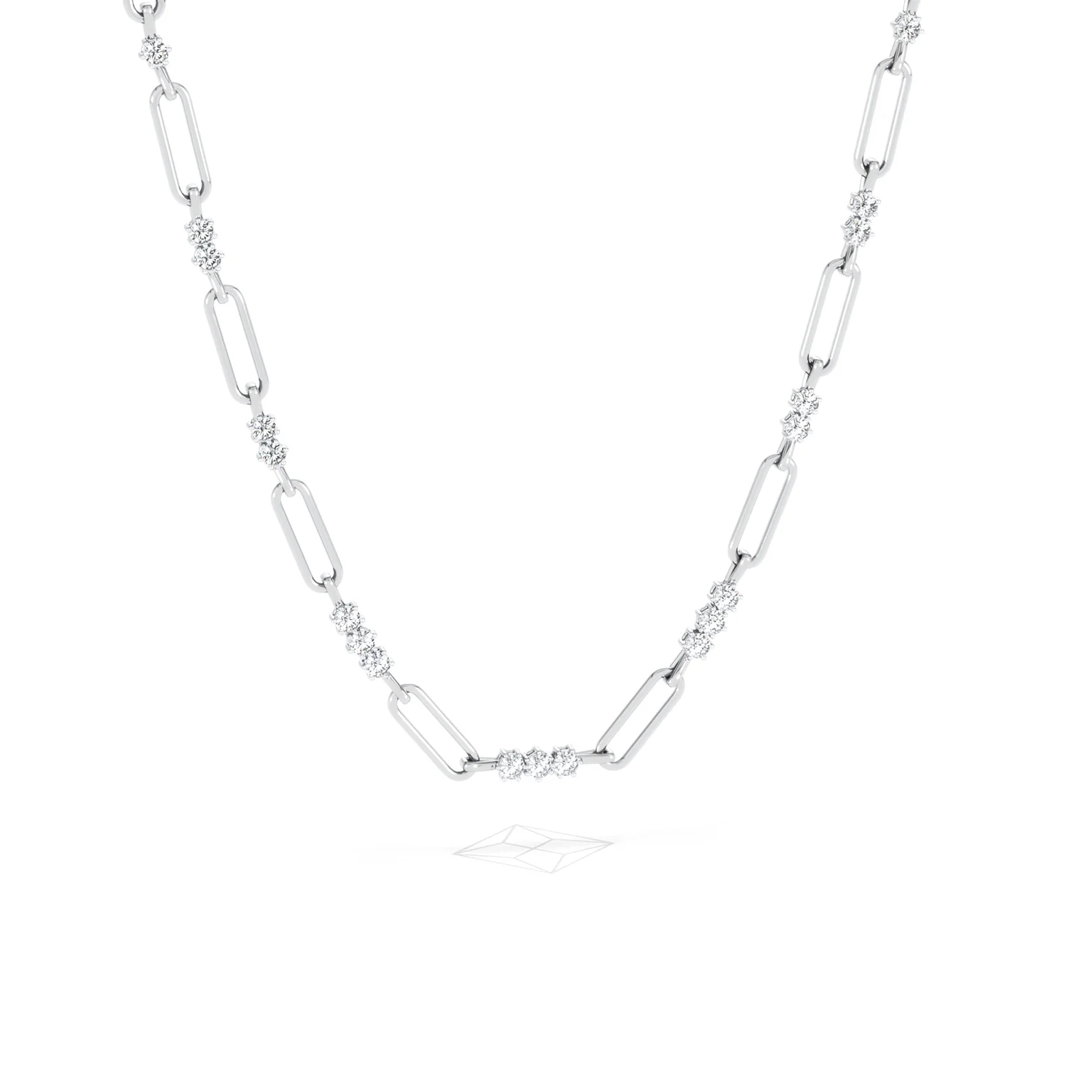 Paperclip 1.50ct Lab Diamond Link Necklace in 18K White Gold - Image 12