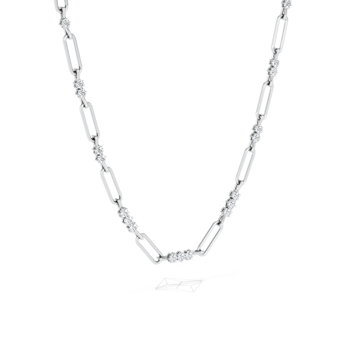 Paperclip 1.50ct Lab Diamond Link Necklace in 18K White Gold - Image 16