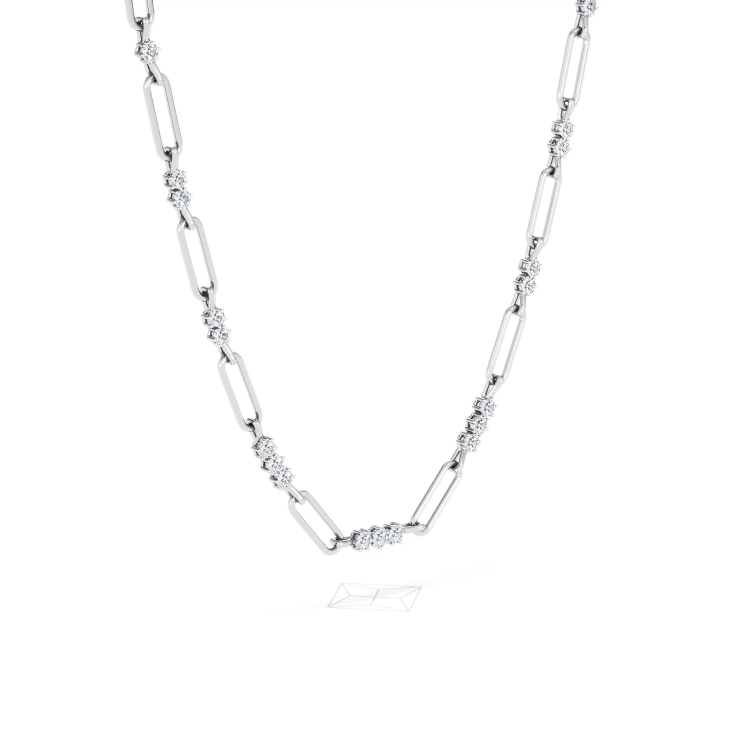 Paperclip 1.50ct Lab Diamond Link Necklace in 18K White Gold - Image 17