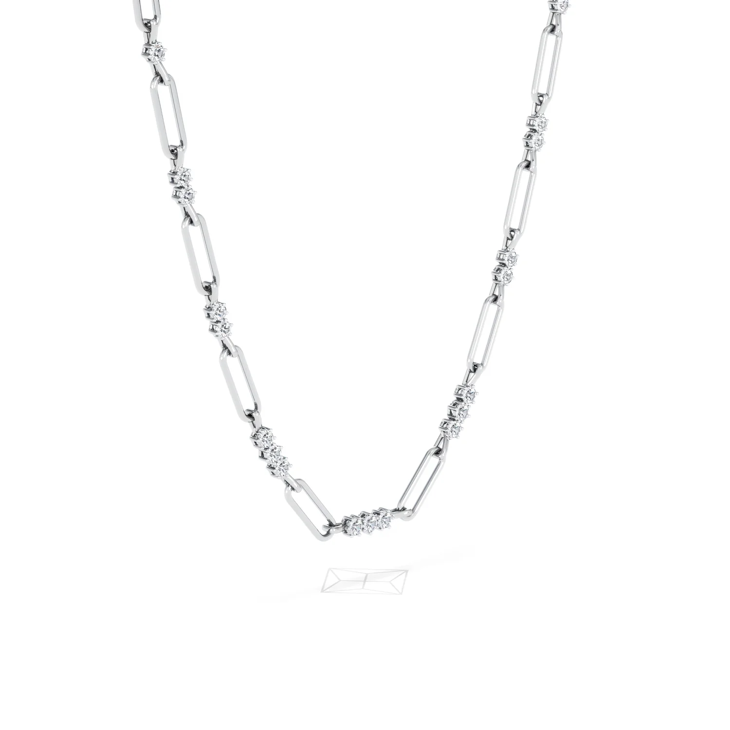 Paperclip 1.50ct Lab Diamond Link Necklace in 18K White Gold - Image 18