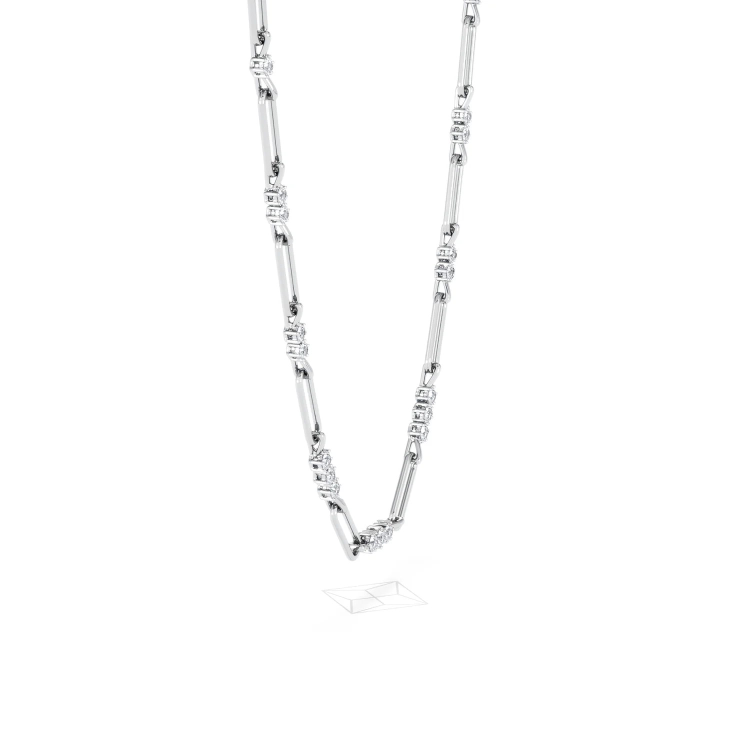 Paperclip 1.50ct Lab Diamond Link Necklace in 18K White Gold - Image 24