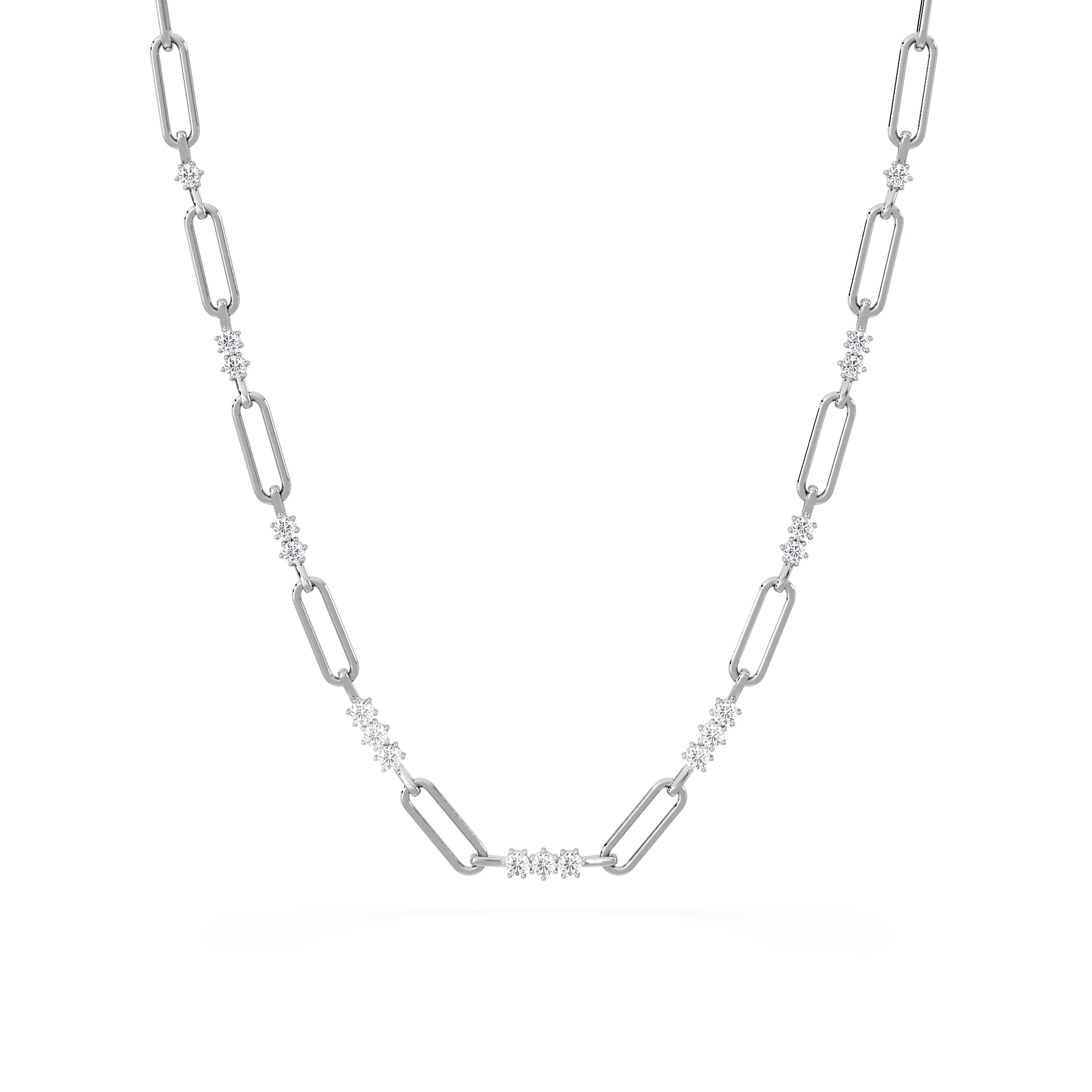 Paperclip 1.50ct Lab Diamond Link Necklace in 18K White Gold - Image 3