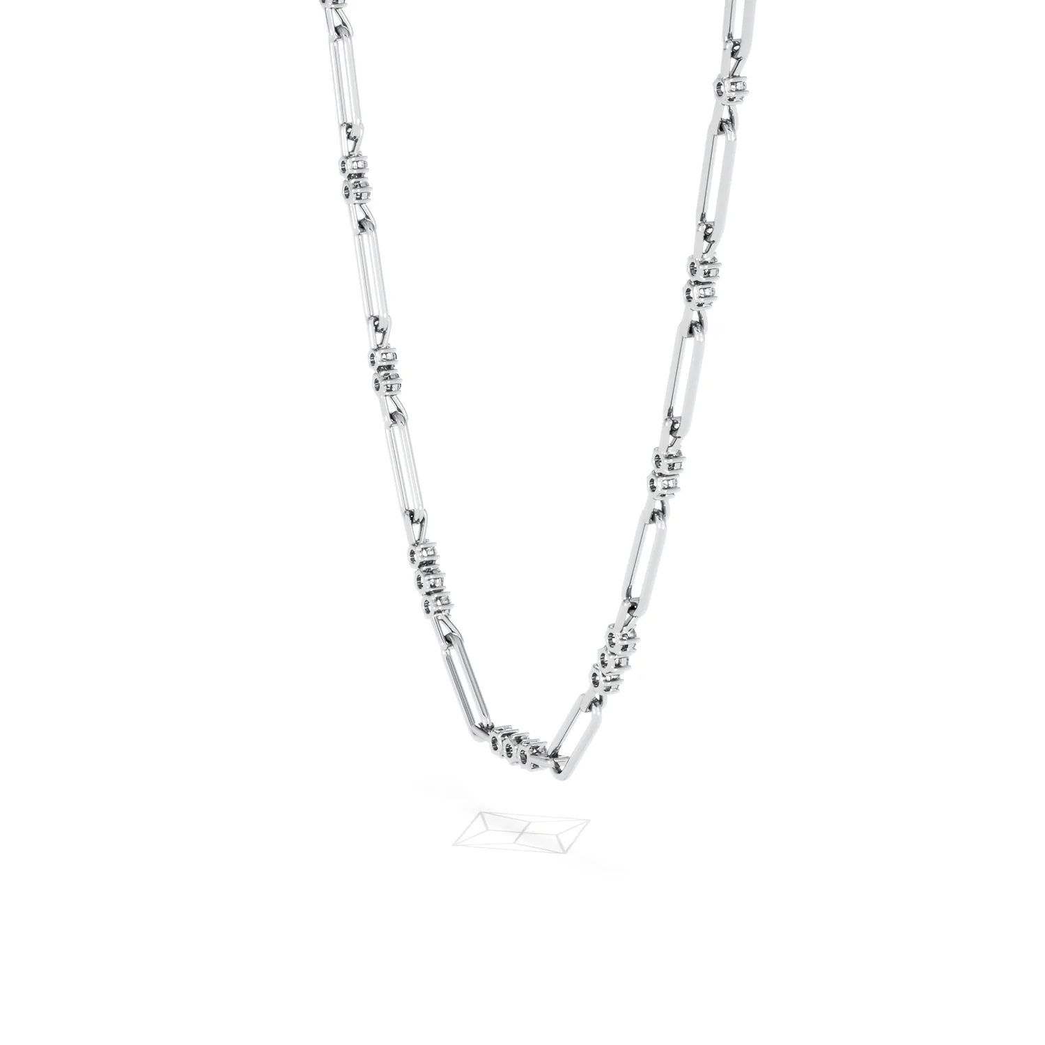 Paperclip 1.50ct Lab Diamond Link Necklace in 18K White Gold - Image 36