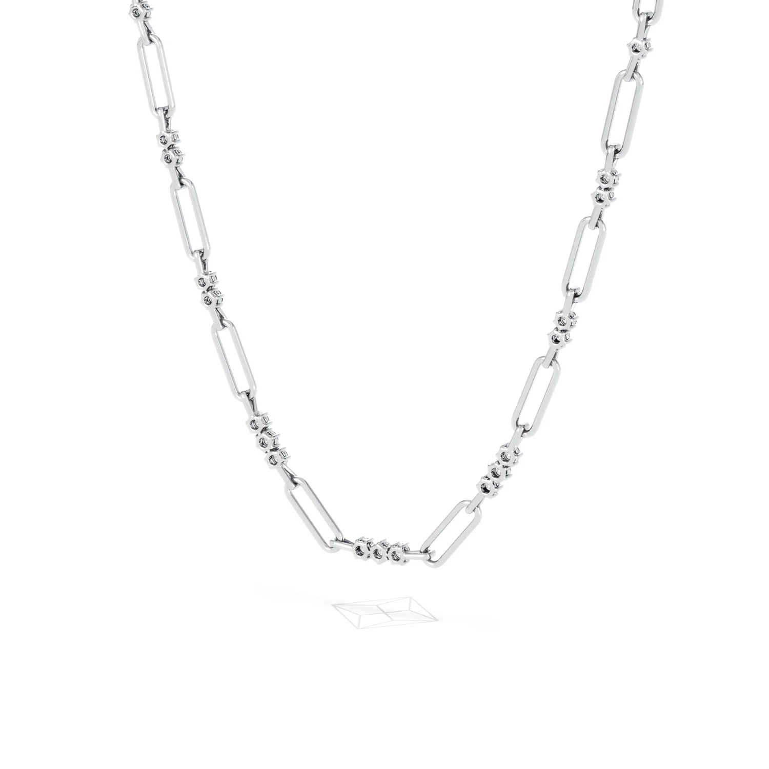 Paperclip 1.50ct Lab Diamond Link Necklace in 18K White Gold - Image 43