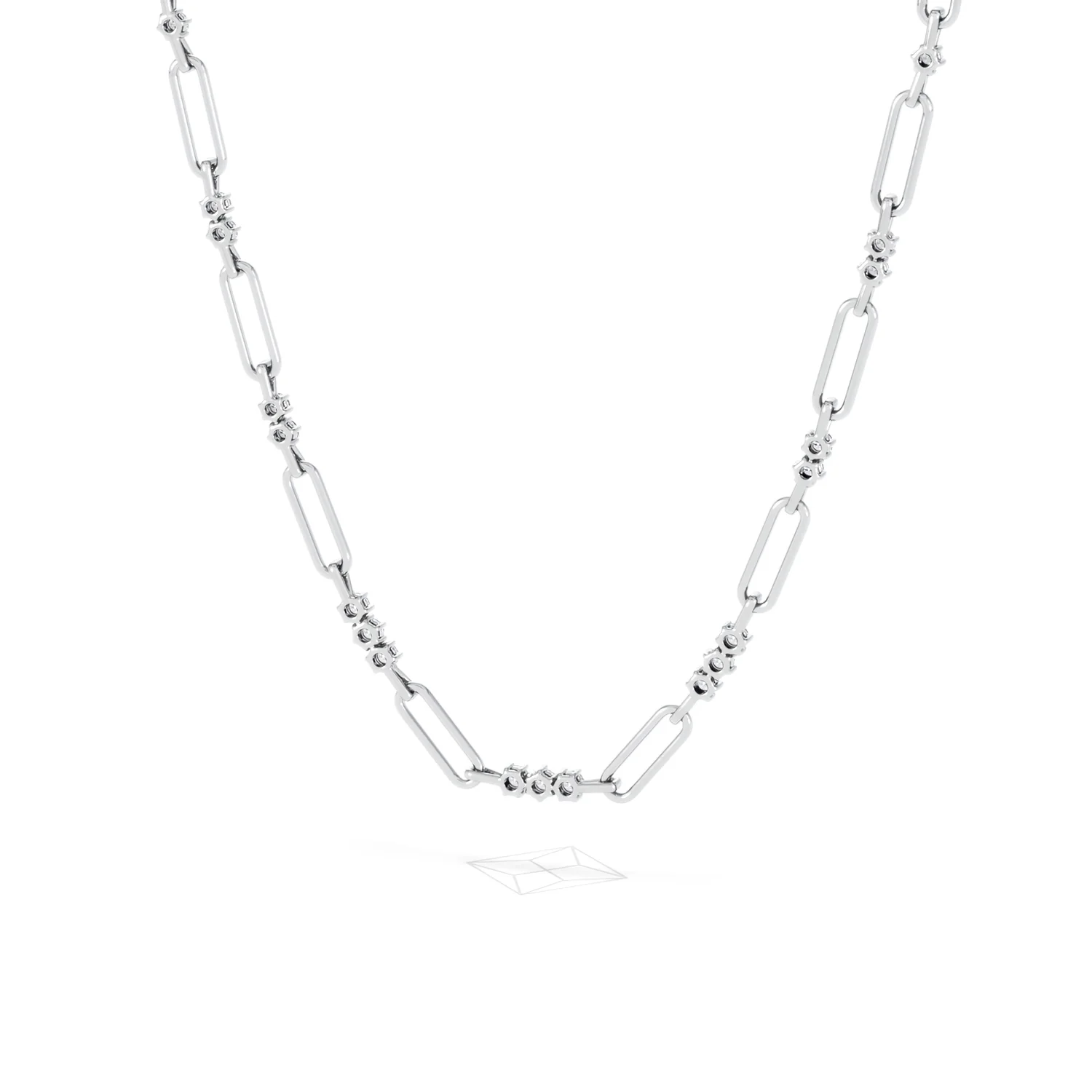 Paperclip 1.50ct Lab Diamond Link Necklace in 18K White Gold - Image 45