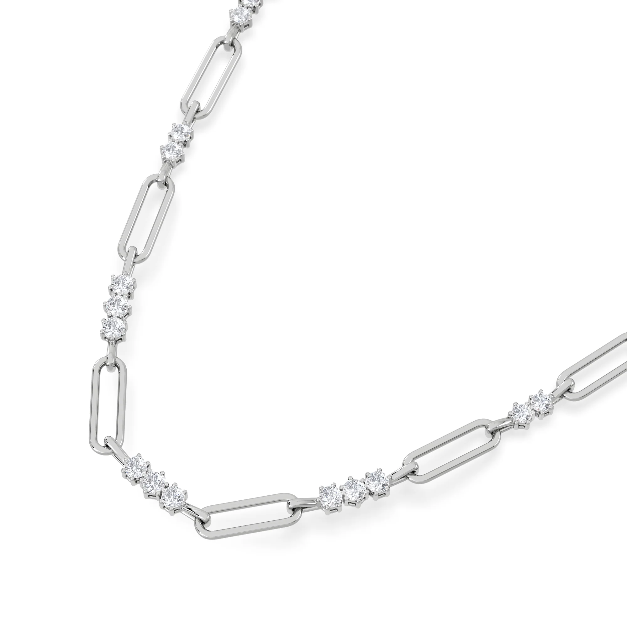 Paperclip 1.50ct Lab Diamond Link Necklace in 18K White Gold - Image 5