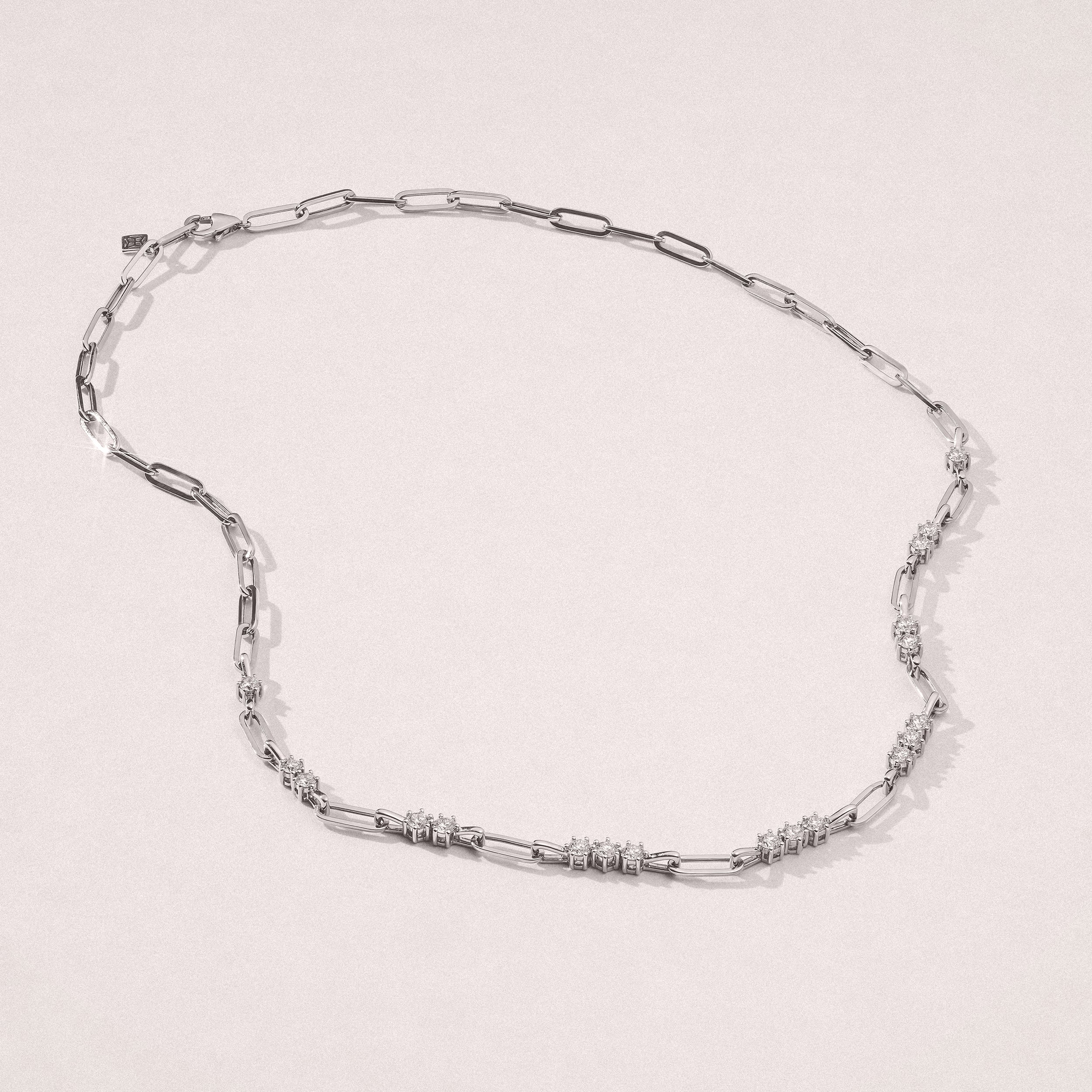 Paperclip 1.50ct Lab Diamond Link Necklace in 18K White Gold - Image 8