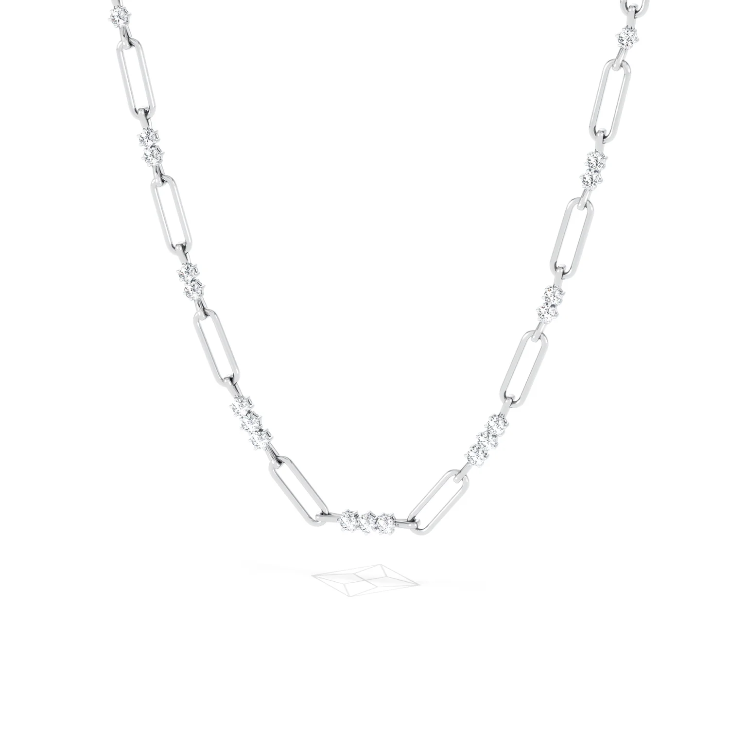 Paperclip 1.50ct Lab Diamond Link Necklace in 18K White Gold - Image 85
