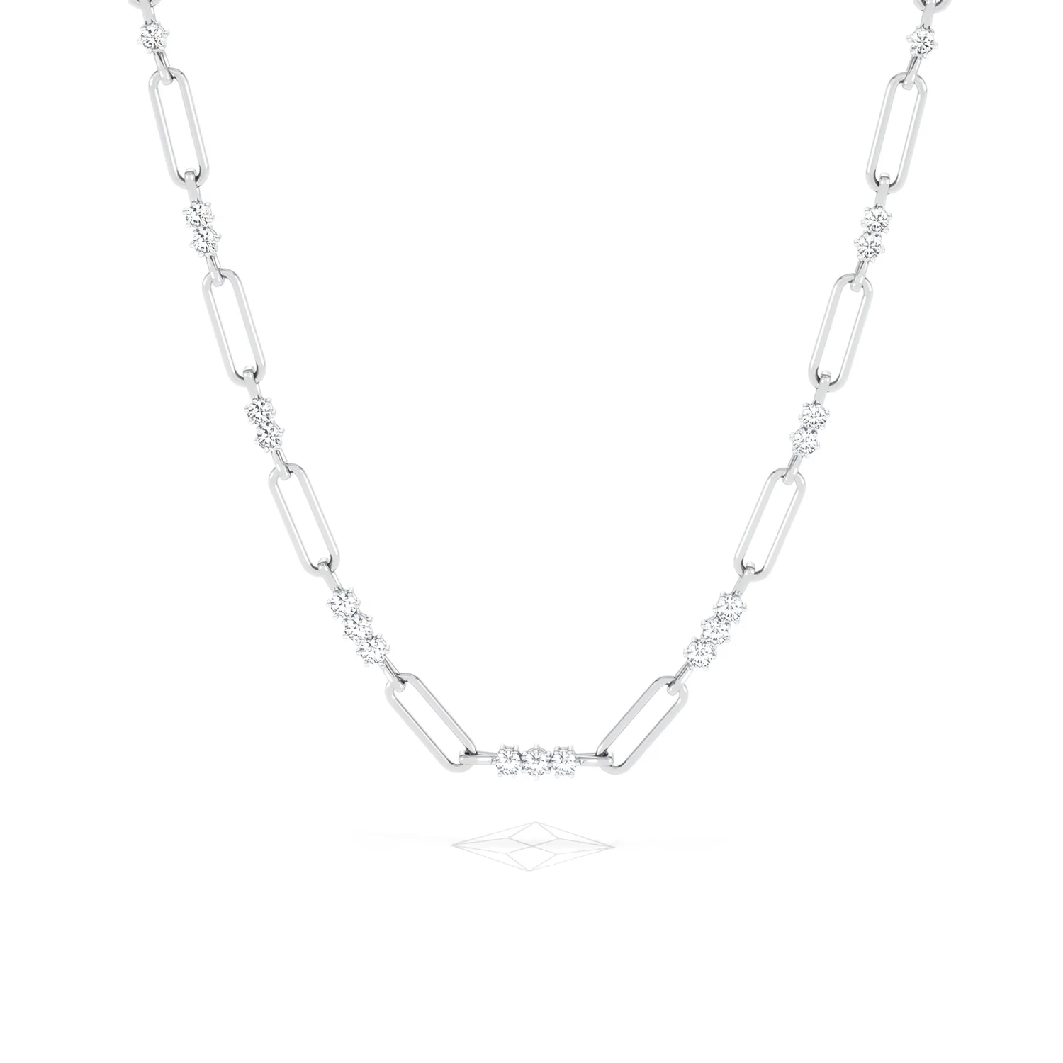 Paperclip 1.50ct Lab Diamond Link Necklace in 18K White Gold - Image 88