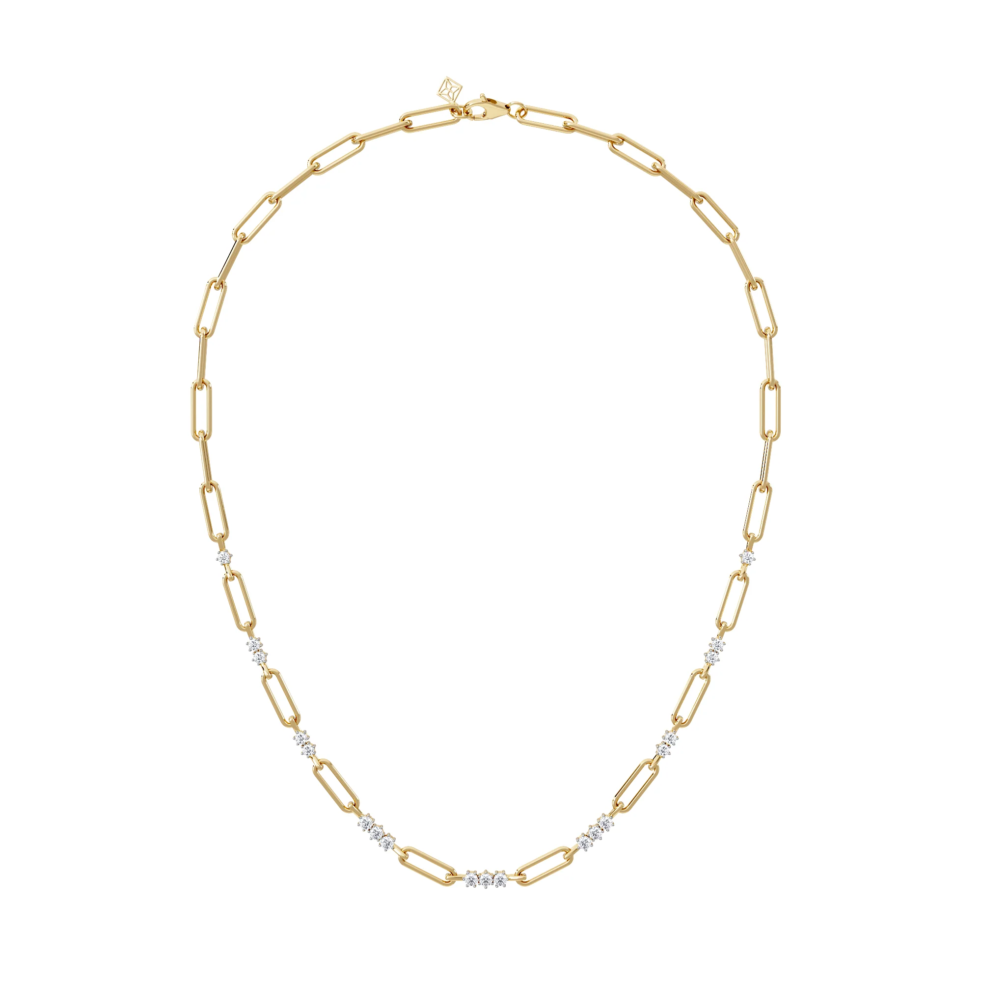 Paperclip 1.50ct Lab Diamond Link Necklace in 18K Yellow Gold