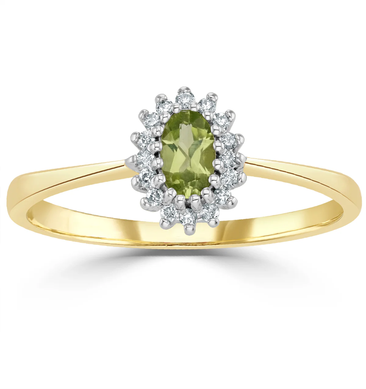 Peridot 5 x 3mm And Diamond 9K Yellow Gold Ring - Image 3