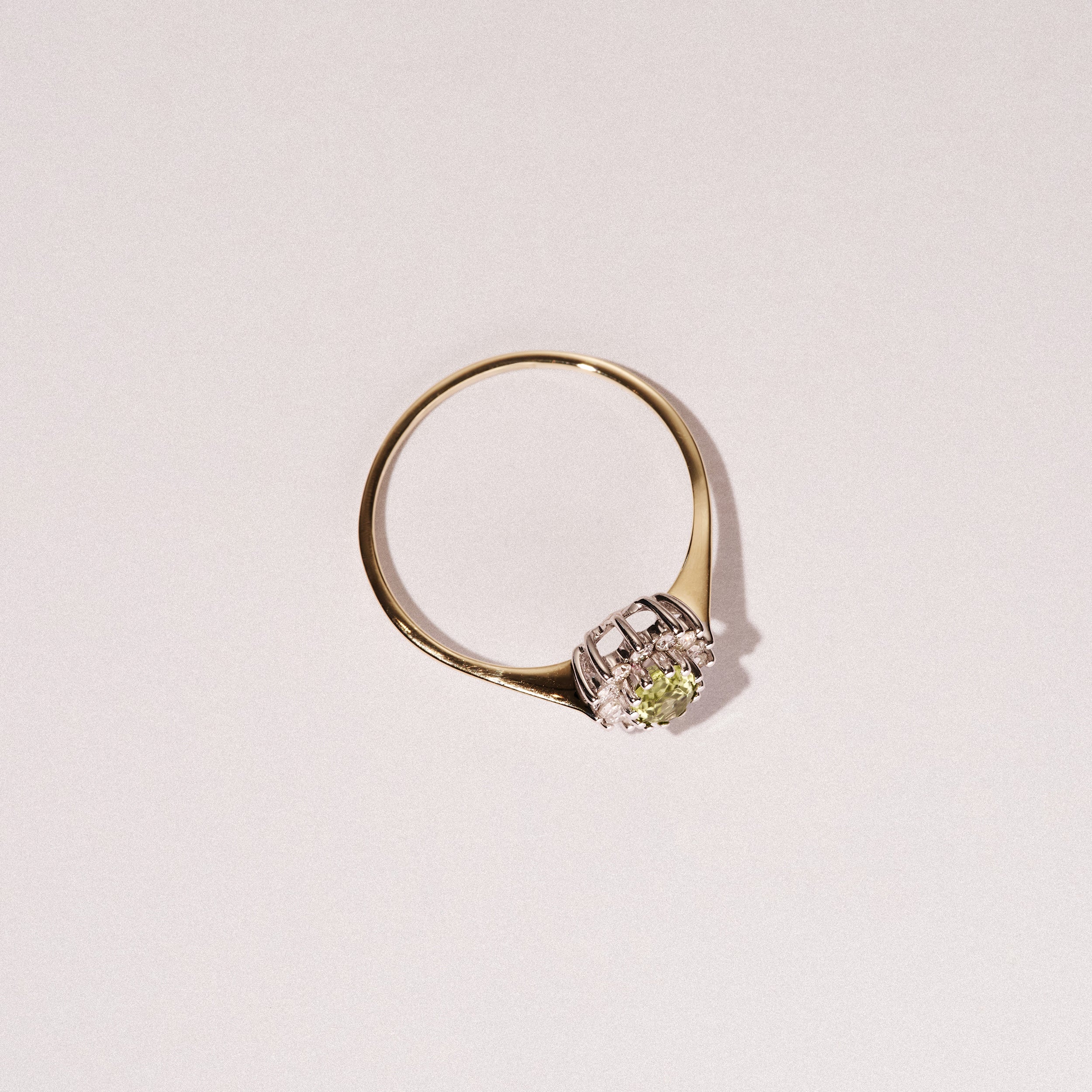 Peridot 5 x 3mm And Diamond 9K Yellow Gold Ring - Image 4
