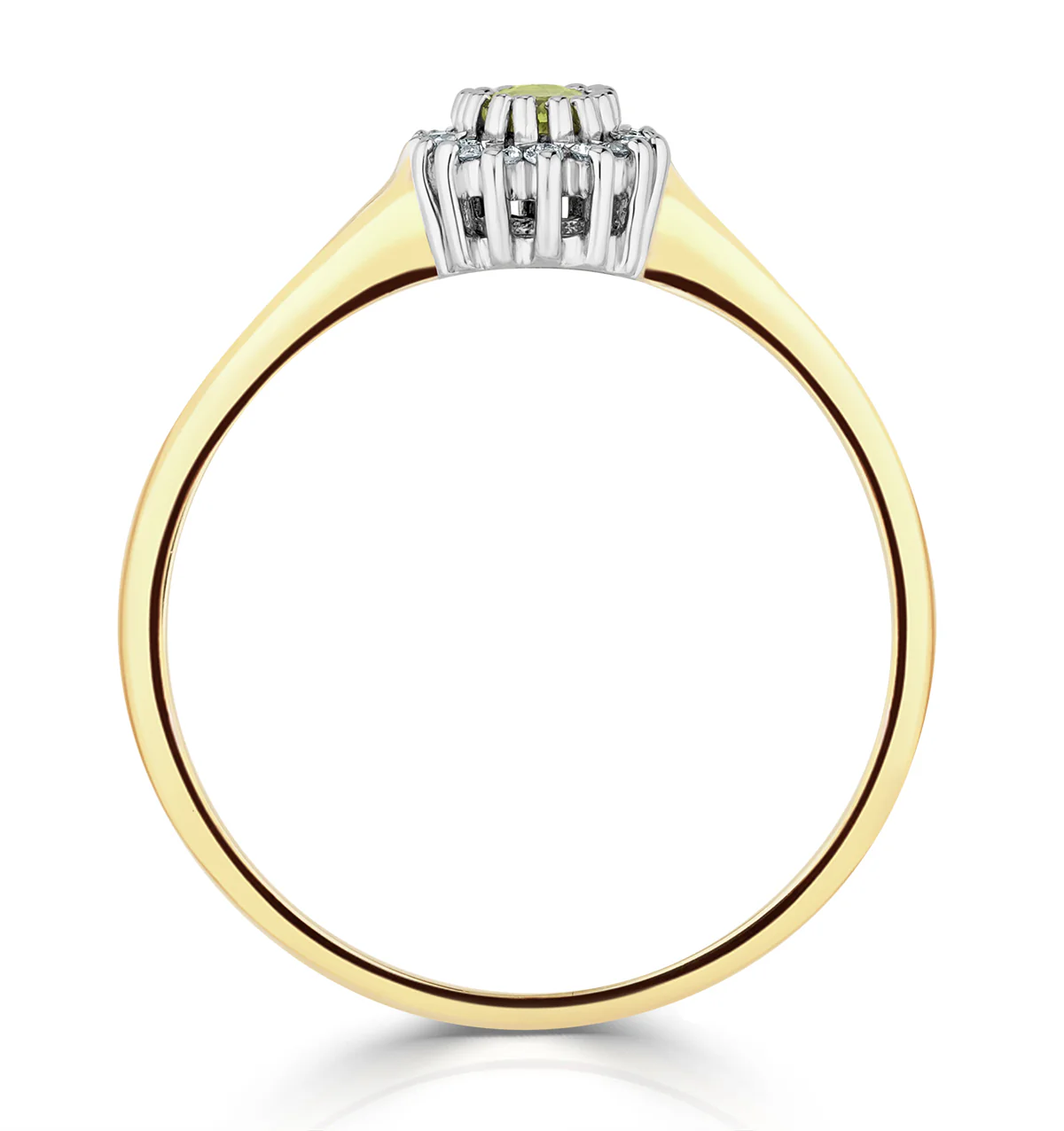 Peridot 5 x 3mm And Diamond 9K Yellow Gold Ring - Image 5