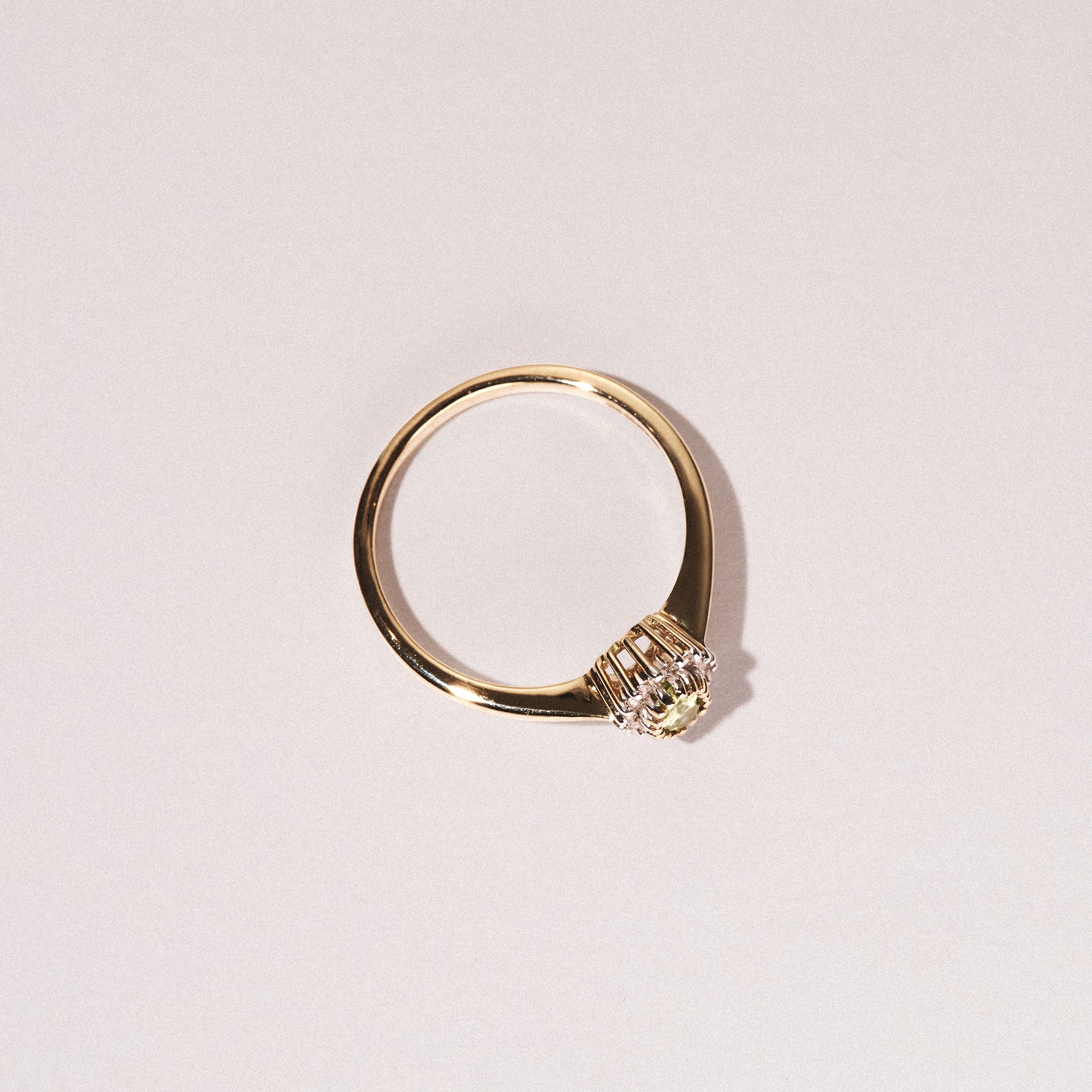 Peridot 6 x 4mm And Diamond 9K Yellow Gold Ring - Image 3