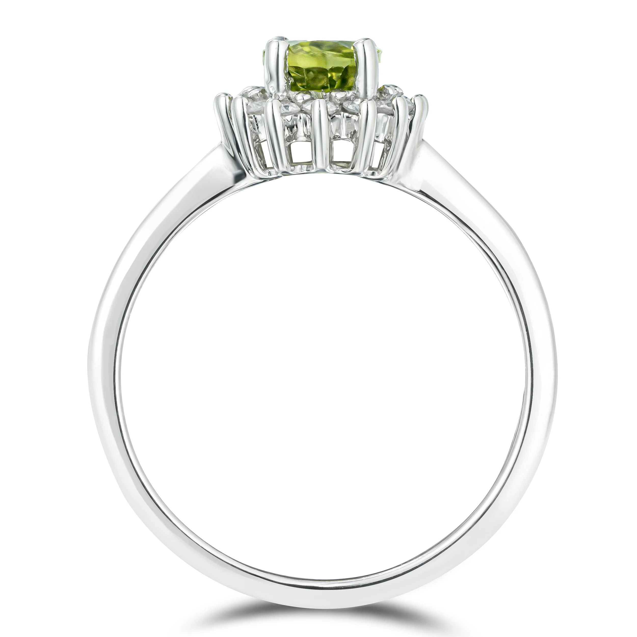 Peridot 7 x 5mm And Diamond 925 Sterling Silver Ring - Image 5