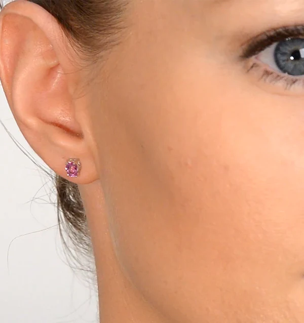 Pink Sapphire 0.45ct 9K White Gold Earrings - Image 3