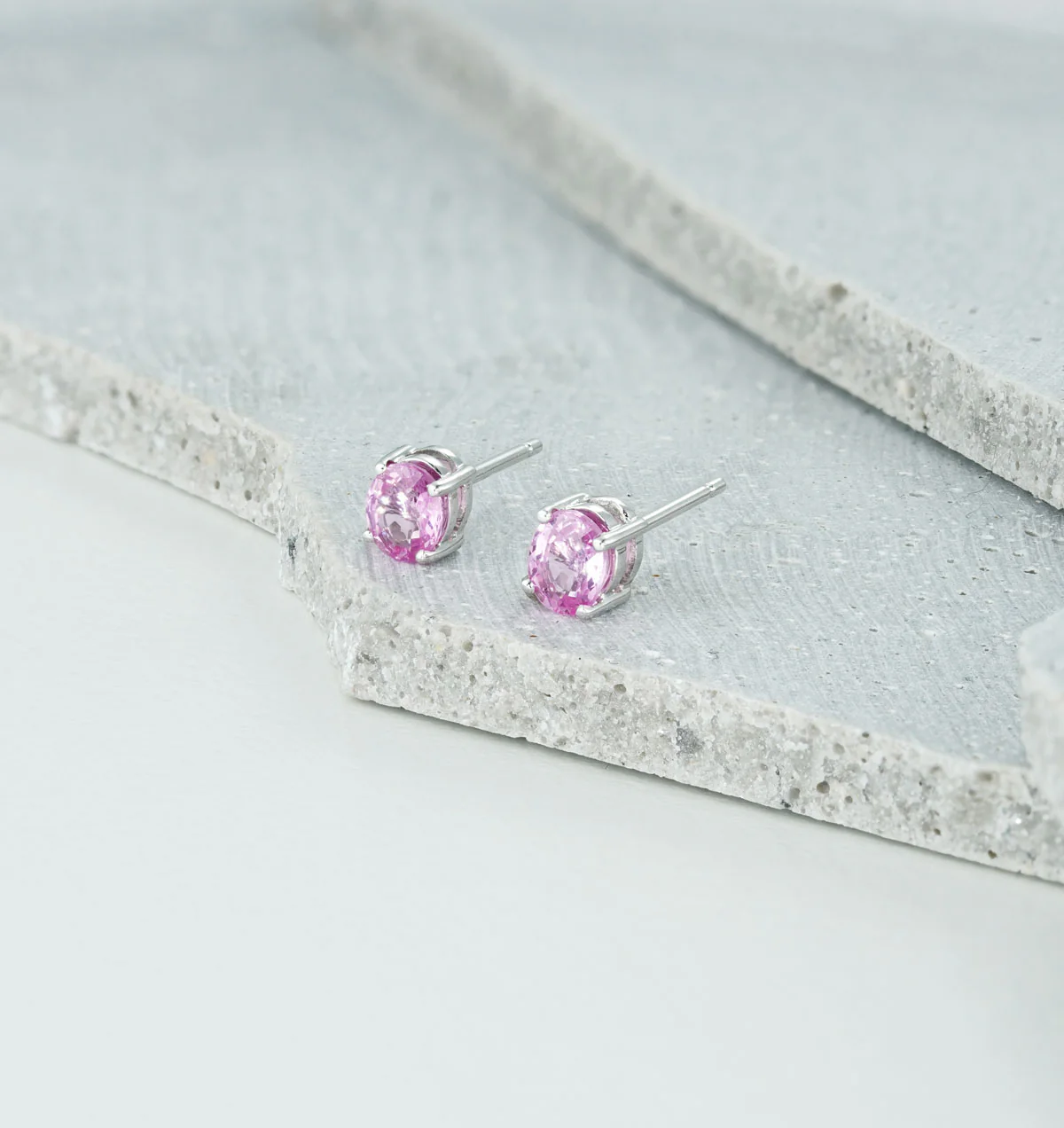 Pink Sapphire 0.45ct 9K White Gold Earrings - Image 5